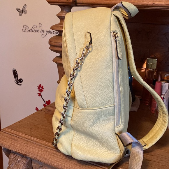 Michael Kors, yellow backpack with gold chain accent - Picture 3 of 14